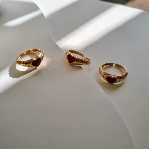 Anel Regulável Coração Resinado Marrom Avelã